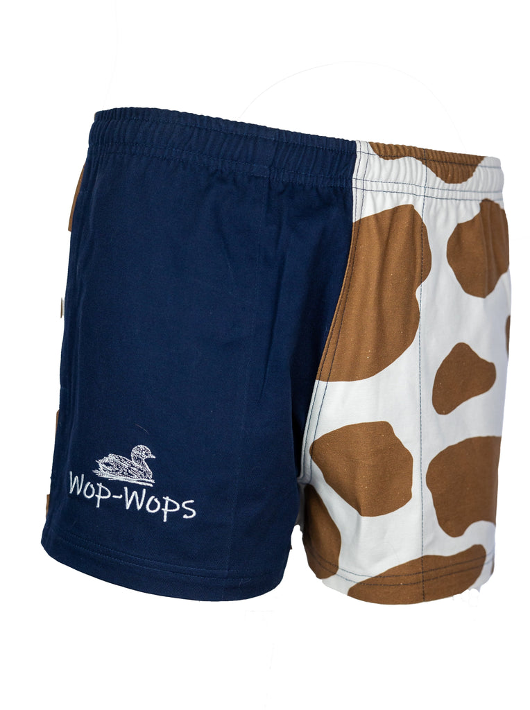 Cow Print Rugby shorts (Brown&Navy)