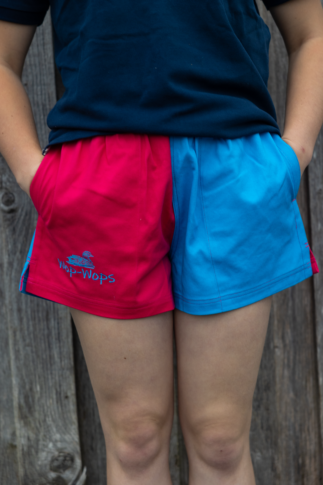 Wanaka Rugby Shorts (Light Blue/Hot pink)