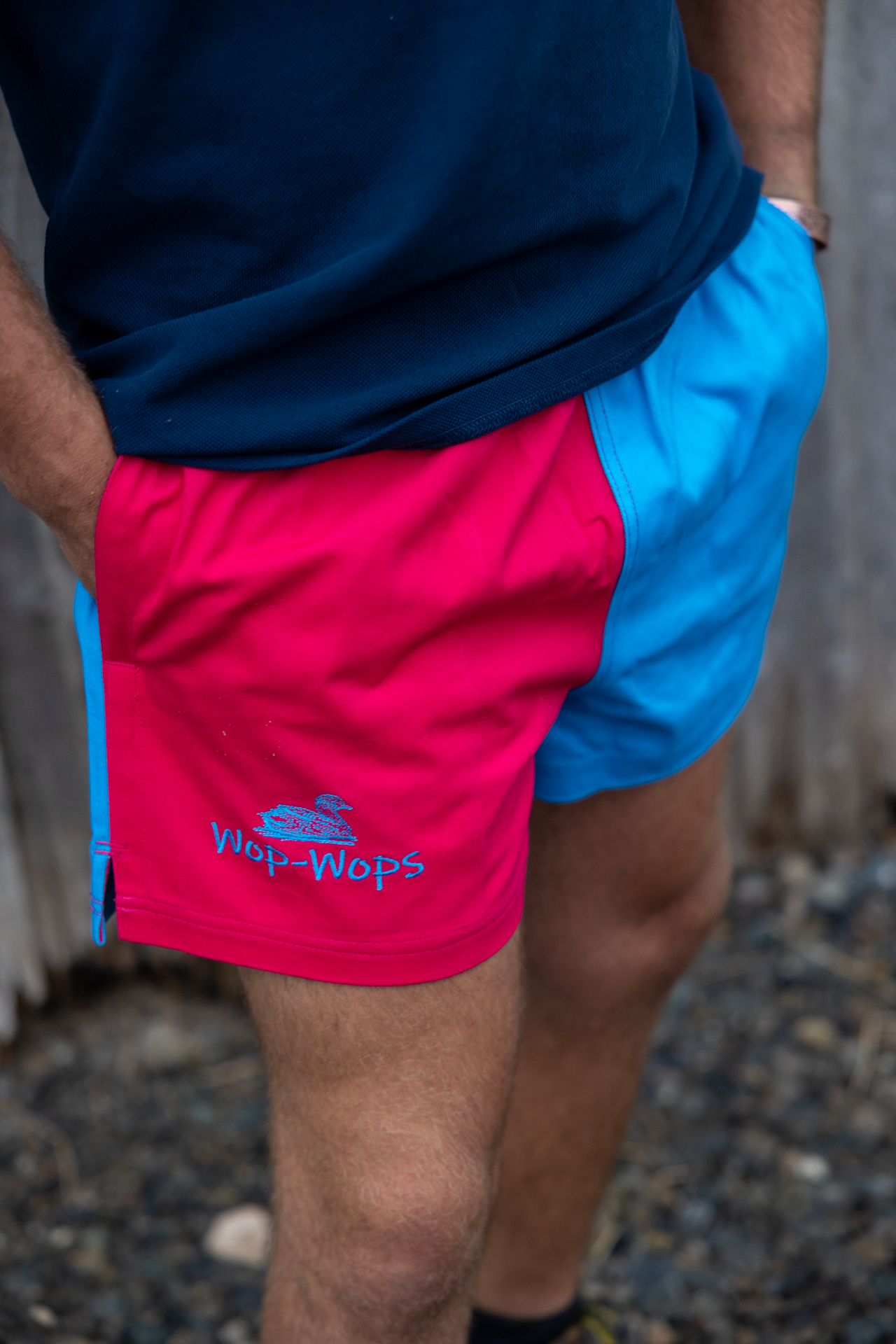 Wanaka Rugby Shorts (Light Blue/Hot pink)