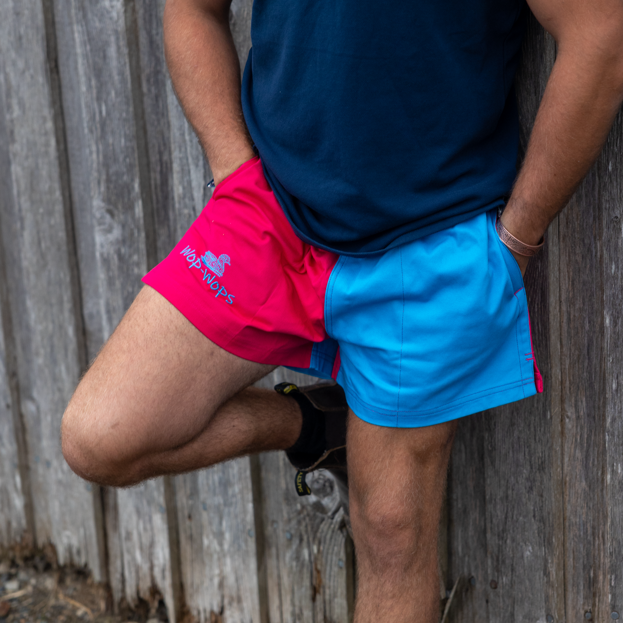 Wanaka Rugby Shorts (Light Blue/Hot pink)