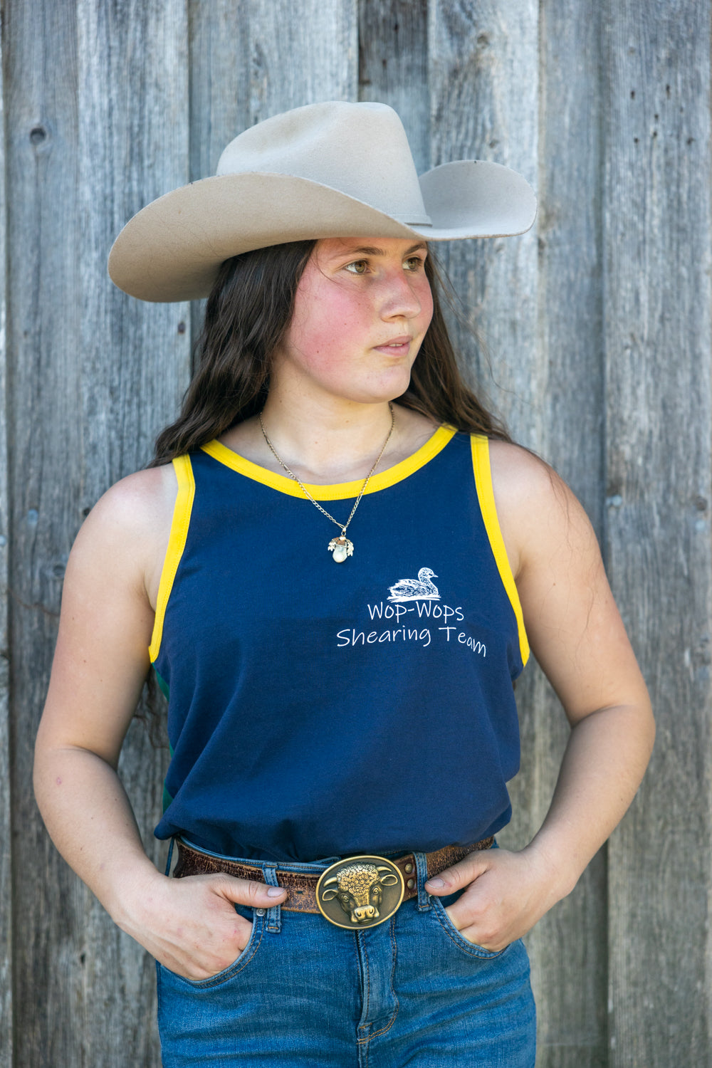 Harlequin Shearing Singlet (Green/Navy)
