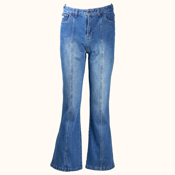 Womens Flared wash jeans heavyweight non stretch