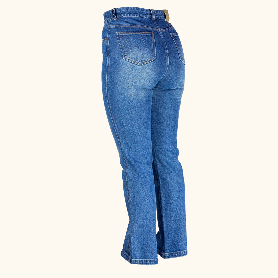 Womens boot cut wash jeans heavyweight non stretch- front 