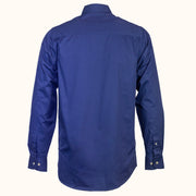 Navy 1/4 button work shirt-back