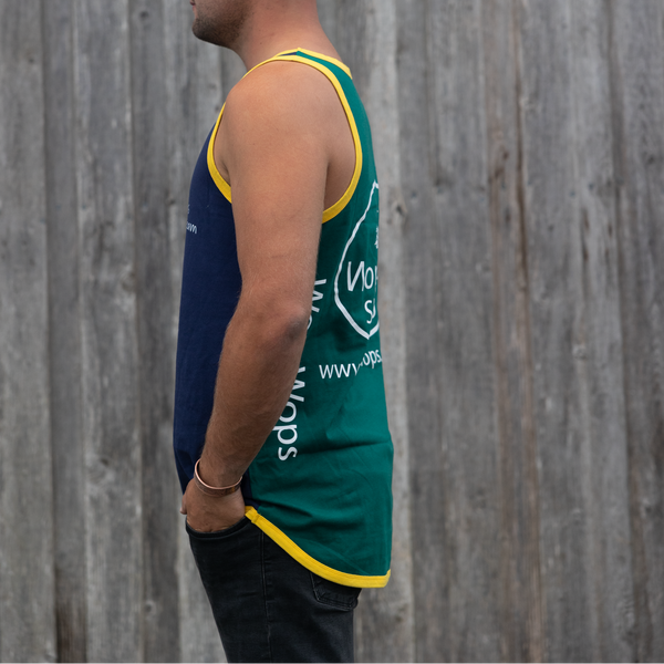 Harlequin Shearing Singlet (Green/Navy)