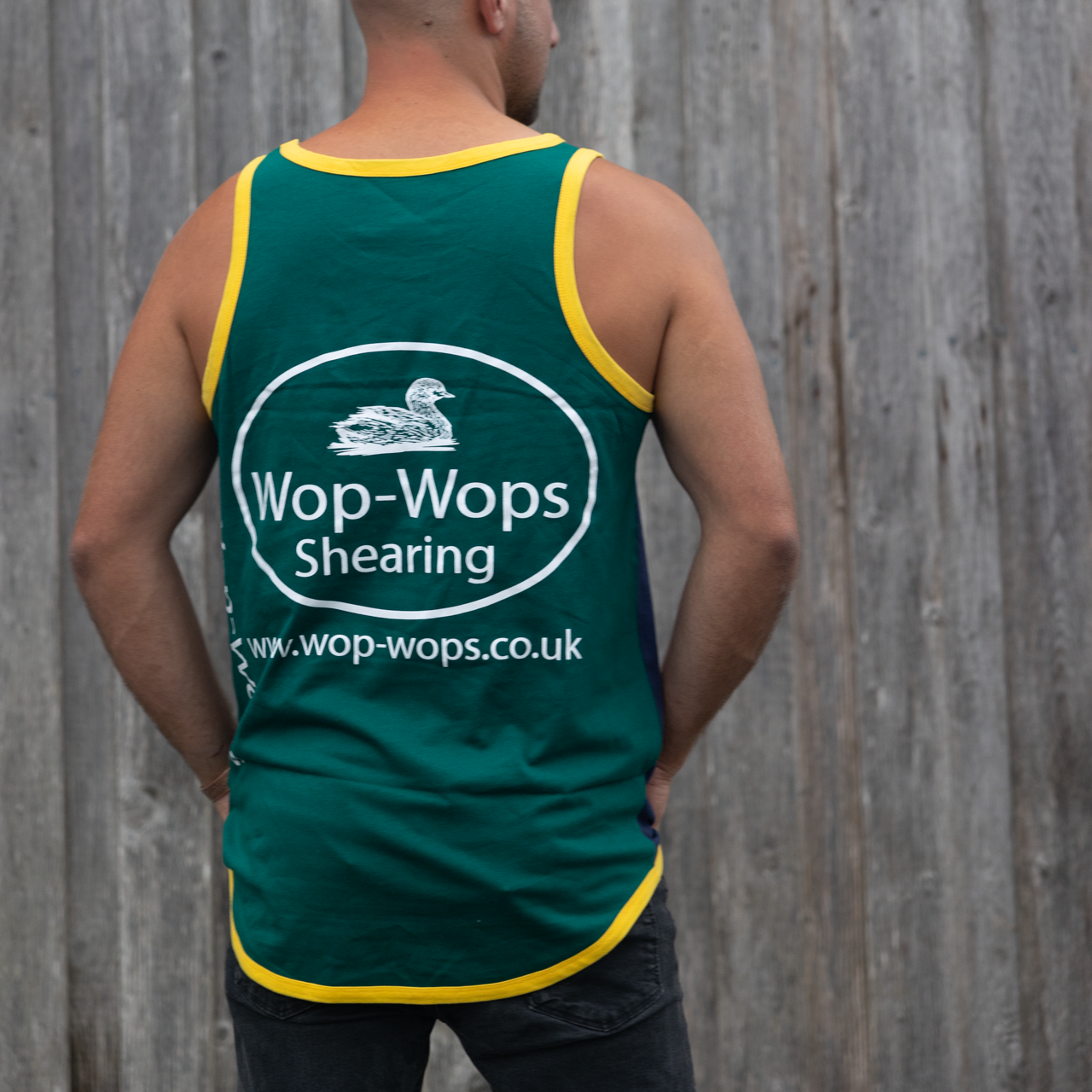 Harlequin Shearing Singlet (Green/Navy)