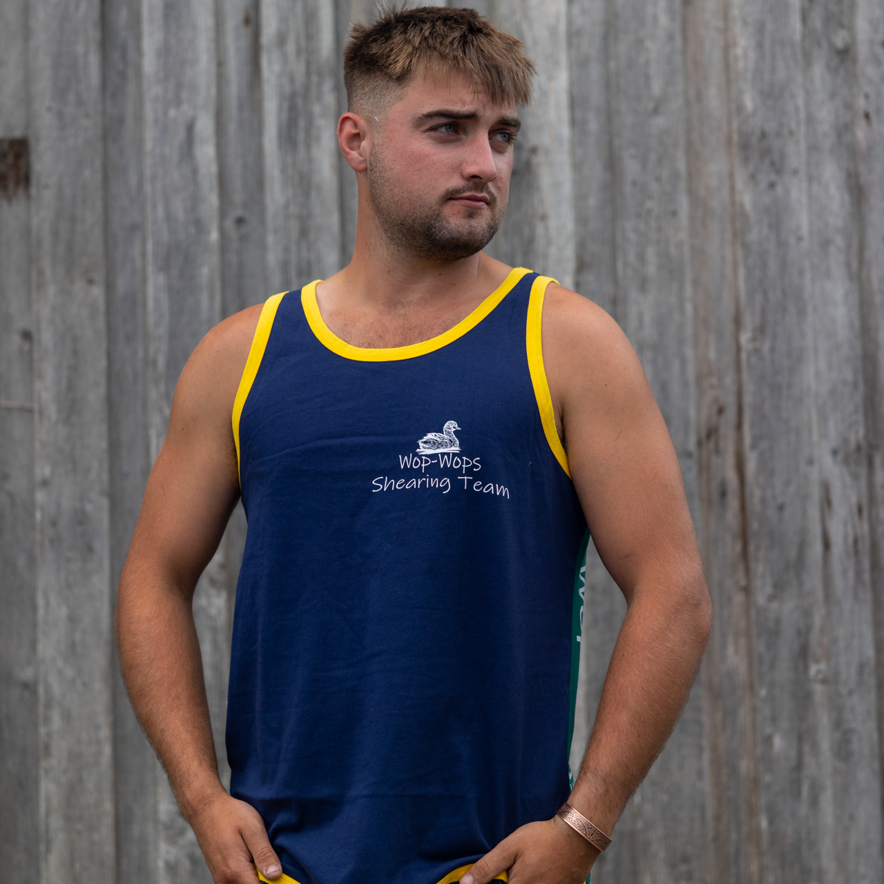Harlequin Shearing Singlet (Green/Navy)
