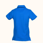 Blue polo shirt on a white background