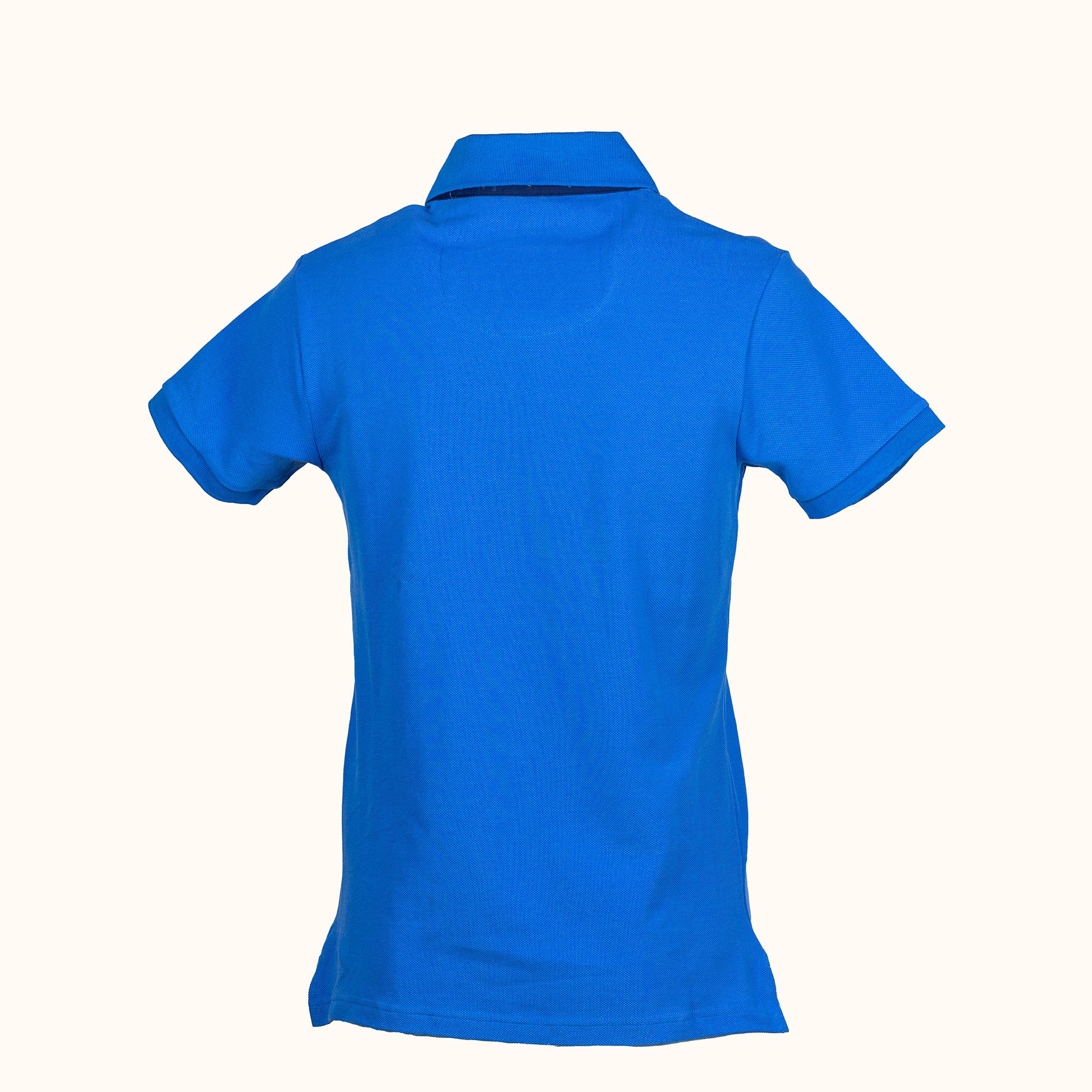 Blue polo shirt on a white background