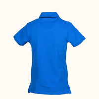 Blue polo shirt on a white background