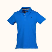 Blue polo shirt on a white background