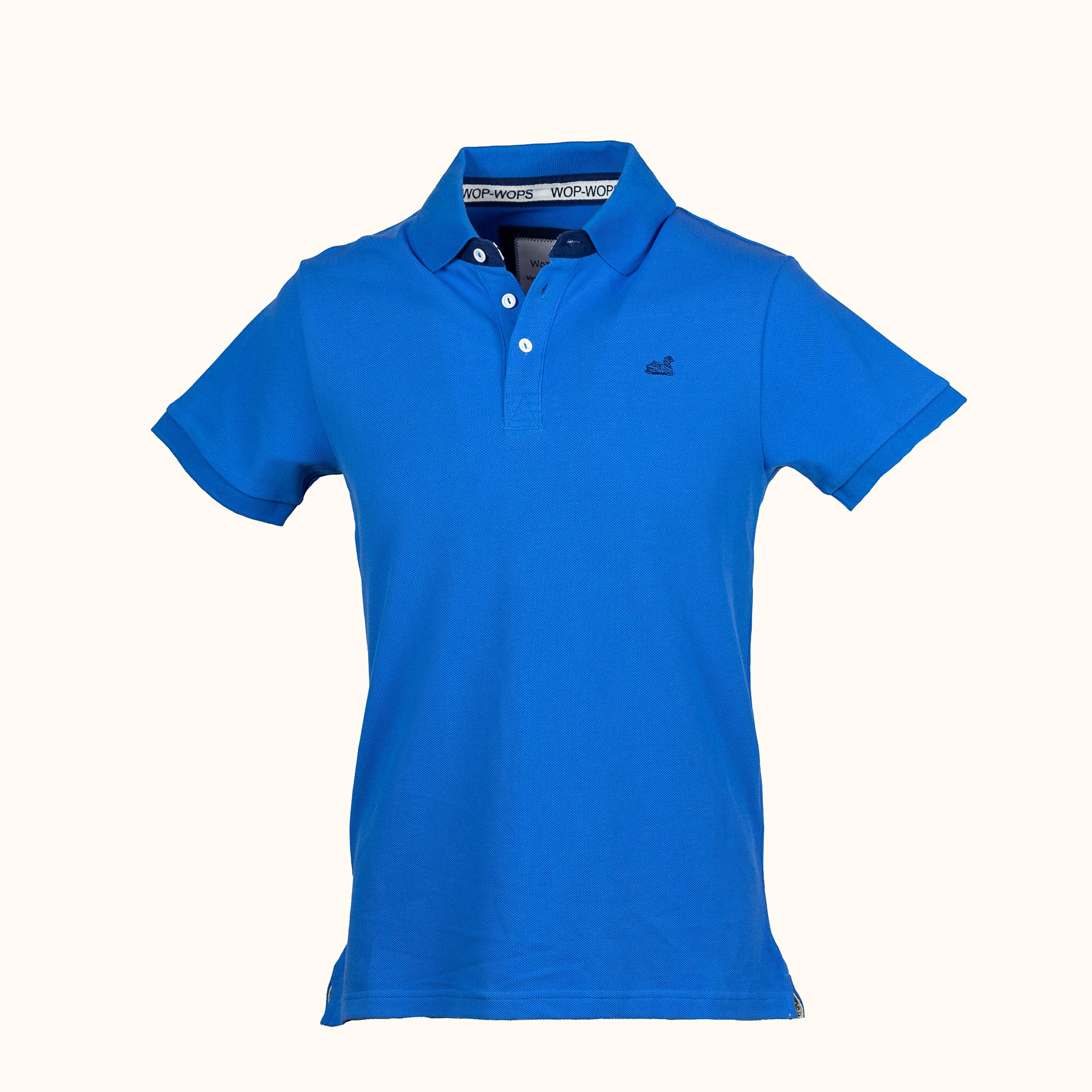 Blue polo shirt on a white background