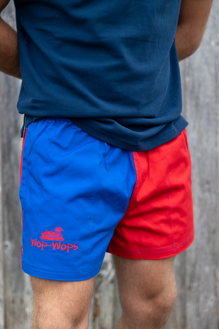 Wanaka Rugby Shorts (Red/Royal Blue)