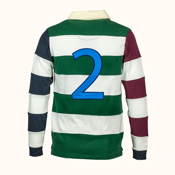 Striped rugby jersey with number 2 on a white background