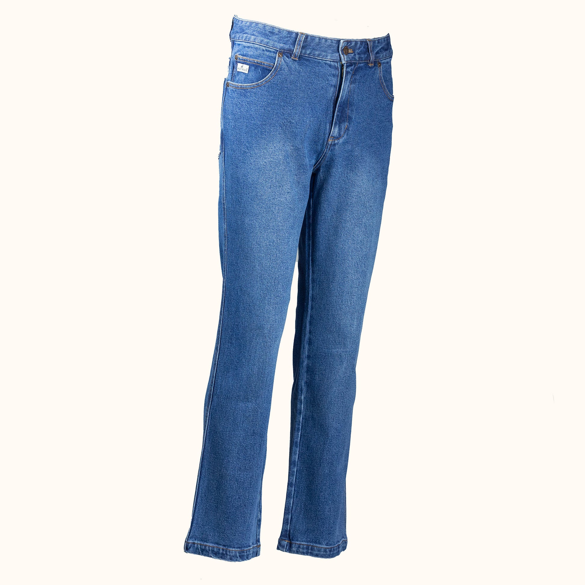 Mens Straight Jeans in a wash, non stretch heavy weight denim-rear 