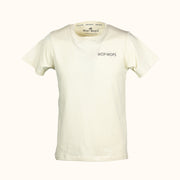 Mens white t-shirt with 'Wop-Wops' branding on a white background