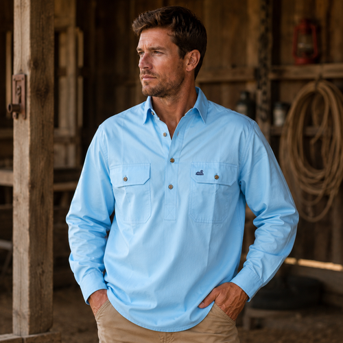 Men's Waikari Work Shirt (Blue)
