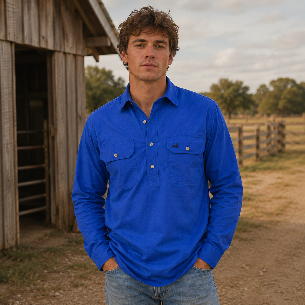 Men's Waikari Work Shirt (Royal Blue)