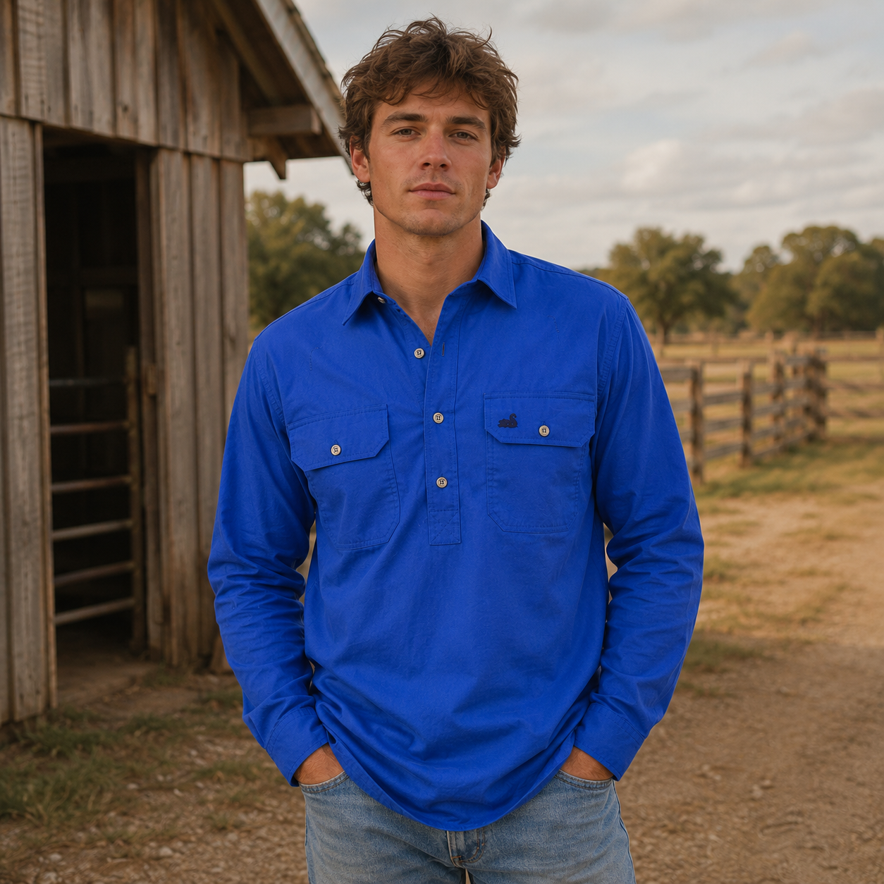 Men's Waikari Work Shirt (Royal Blue)