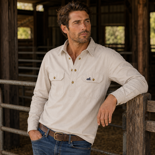 Men's Waikari Work Shirt (Stone)