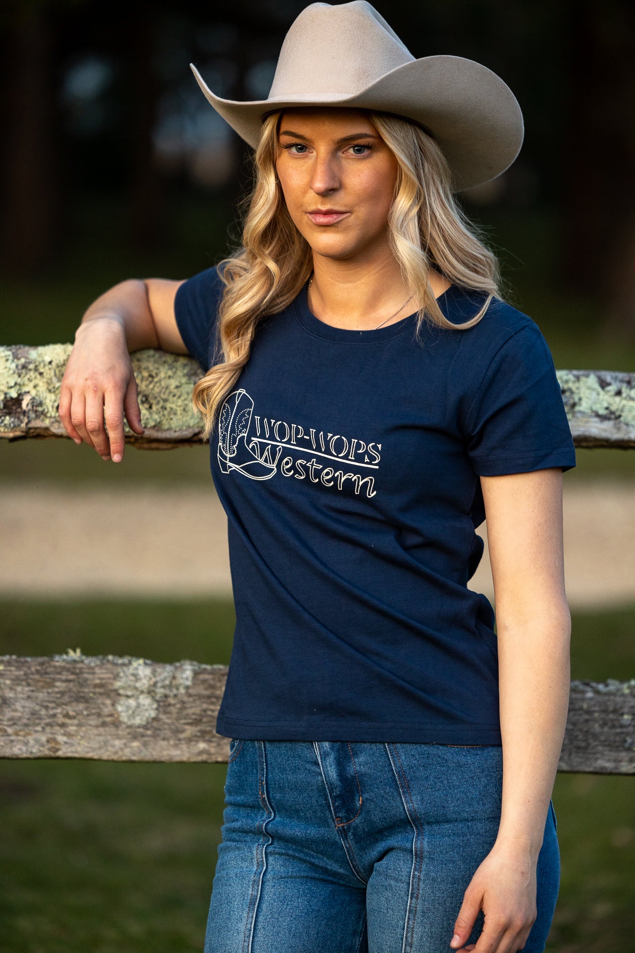 Womens Cowgirl T-Shirt Navy