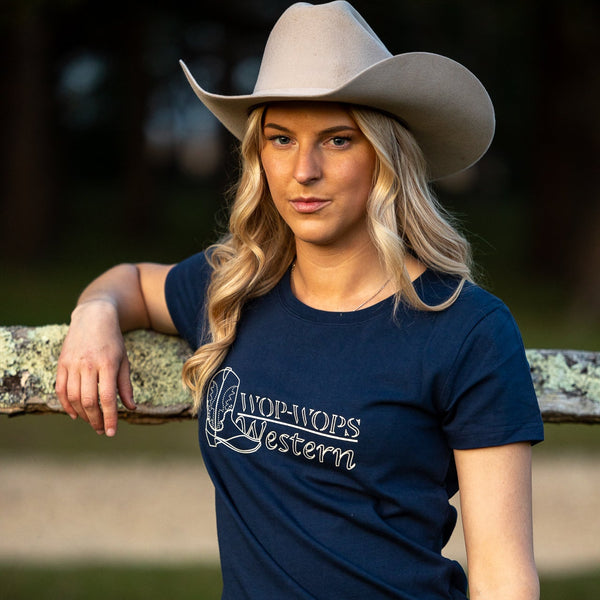 Womens Cowgirl T-Shirt Navy