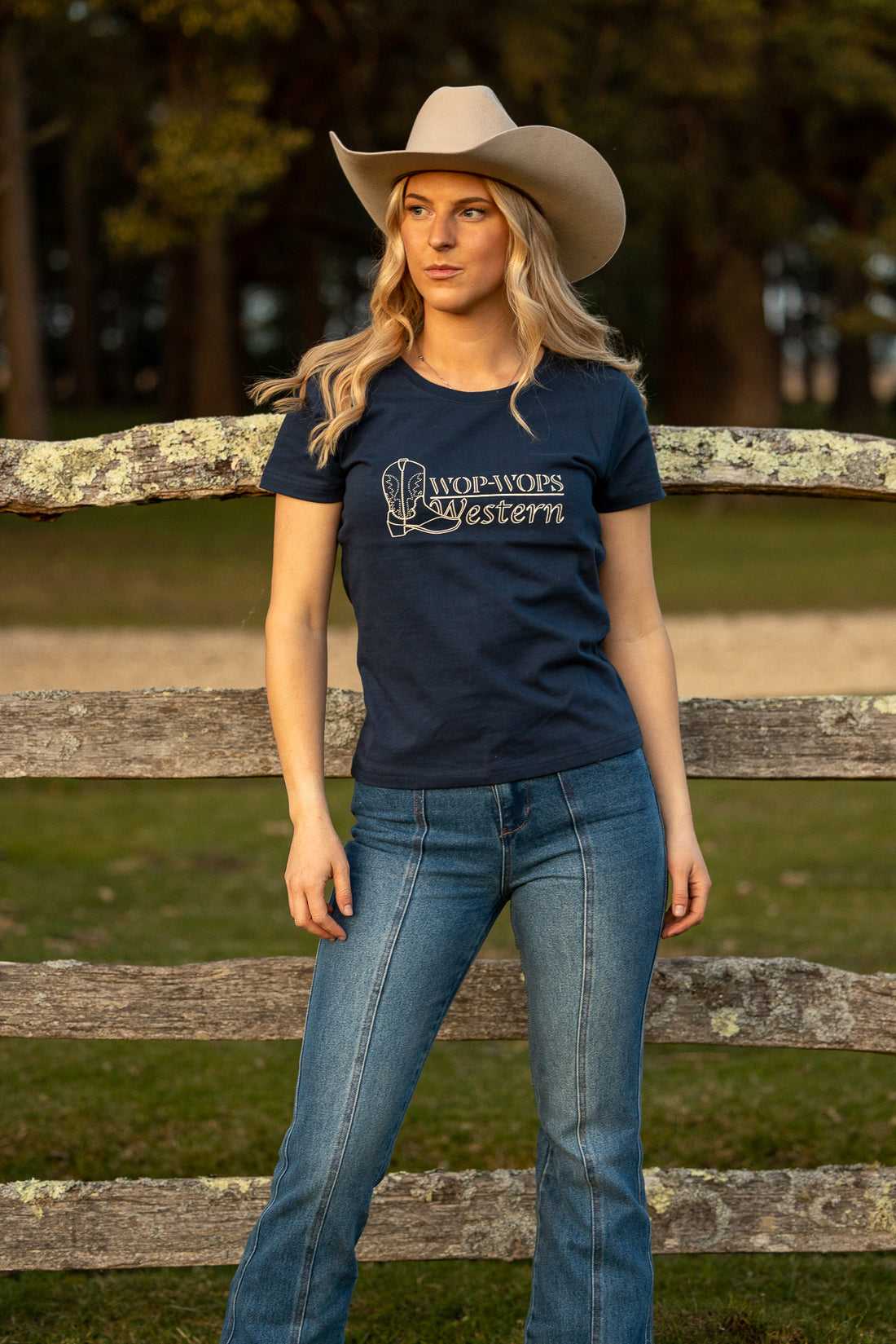 Womens Cowgirl T-Shirt Navy