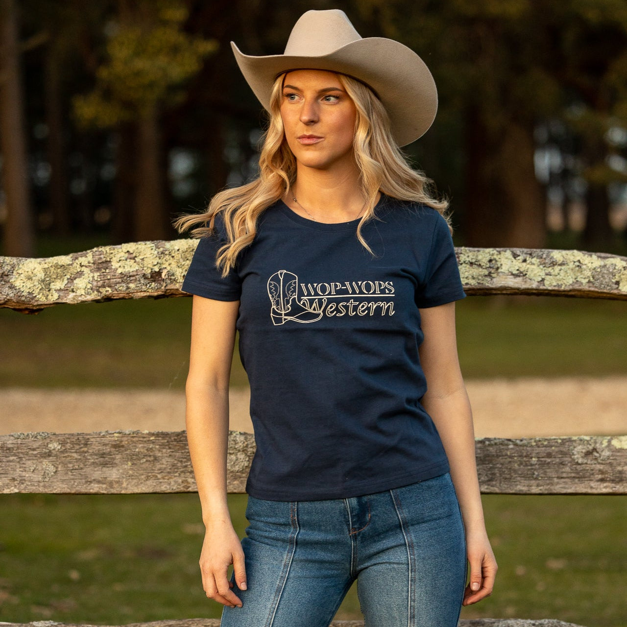 Womens Cowgirl T-Shirt Navy