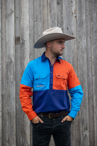 Rangiora Extreme Work shirt (Orange/Blue)