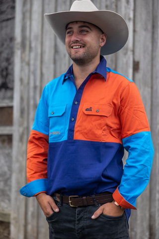 Rangiora Extreme Work shirt (Orange/Blue)