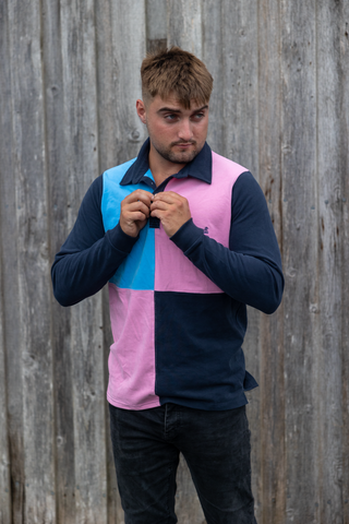 Vintage cut and sew Rugger (Pink,Blue,Navy)