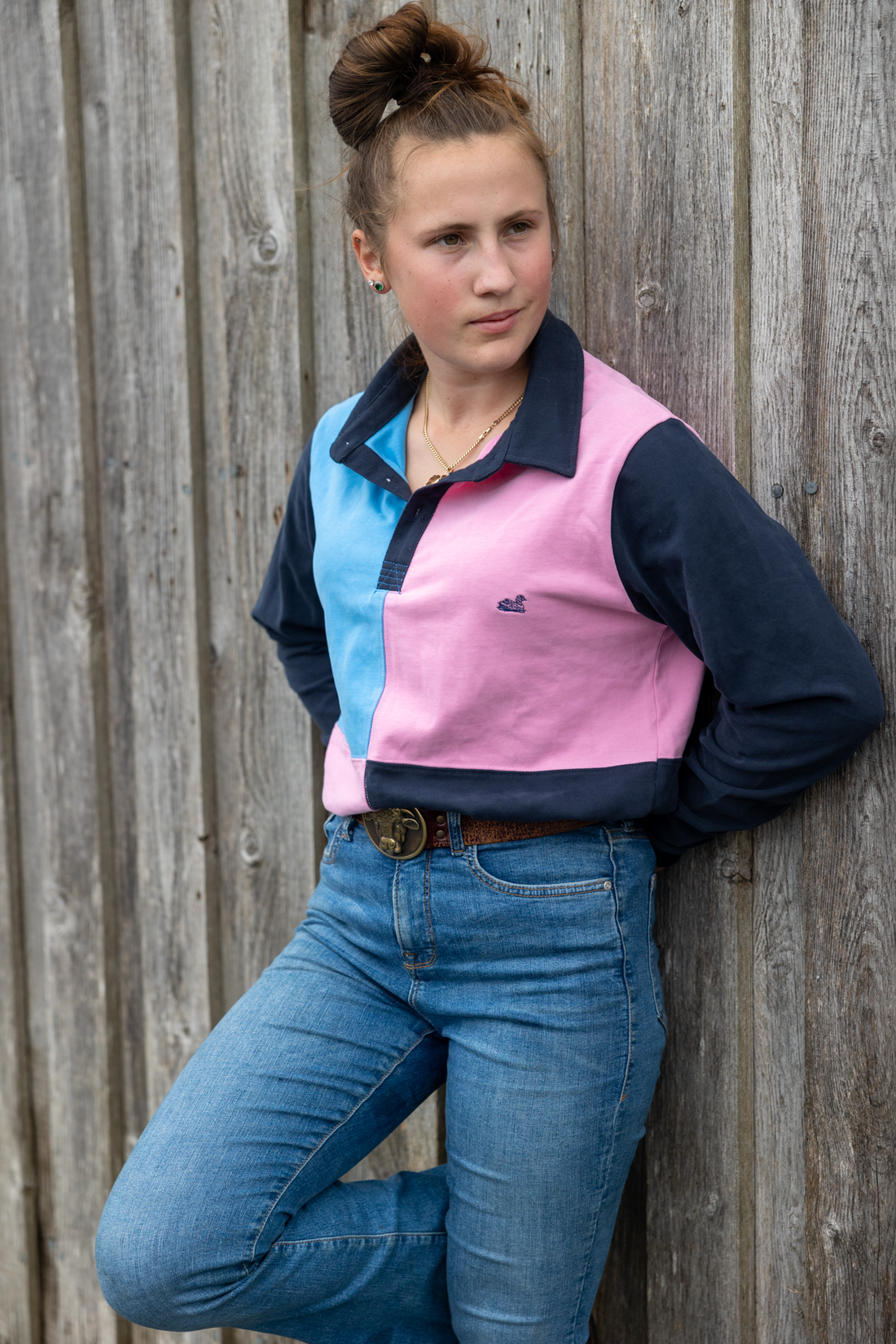 Vintage Cut and Sew Rugger (Pink,Blue,Navy)