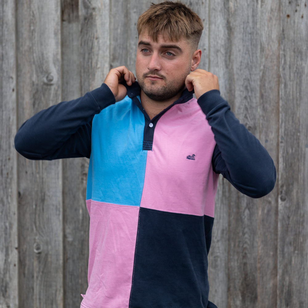 Vintage Cut and Sew Rugger (Pink,Blue,Navy)
