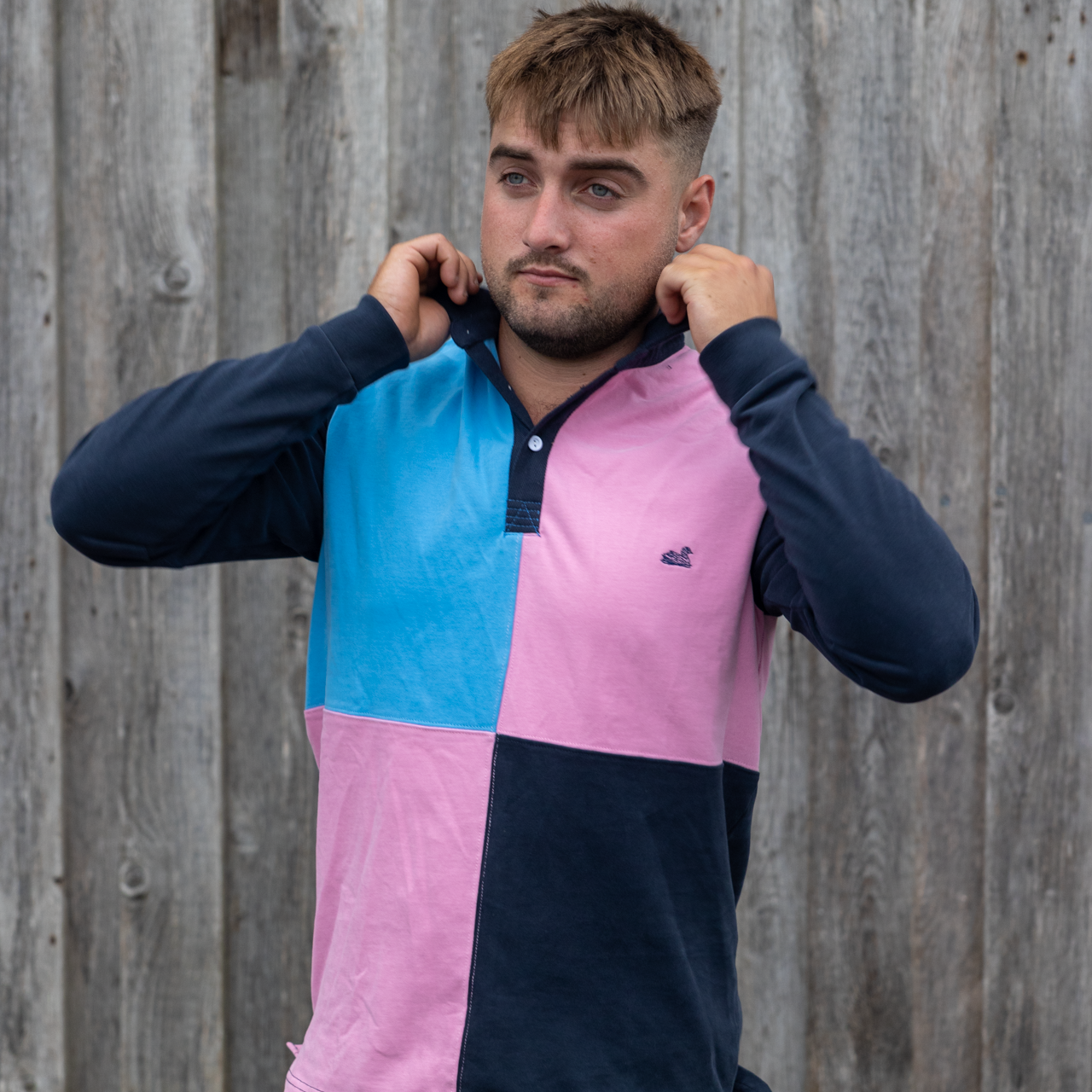 Vintage Cut and Sew Rugger (Pink,Blue,Navy)
