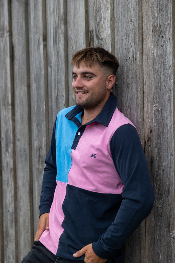 Vintage cut and sew Rugger (Pink,Blue,Navy)