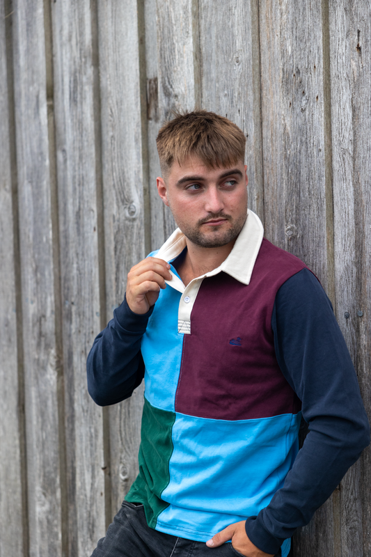 Vintage cut and sew Rugger (Maroon,Navy,Blue)