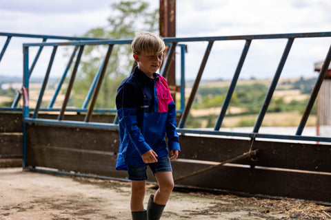 Kid's Rangiora Work Shirt (Pink/Blue)